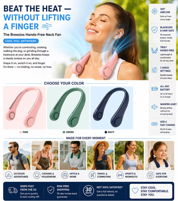Breezios Hands-Free Neck Fan