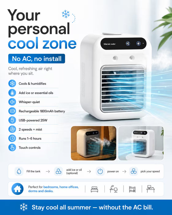 FrostCube Mini Air Cooler 3-in-1 Personal AC